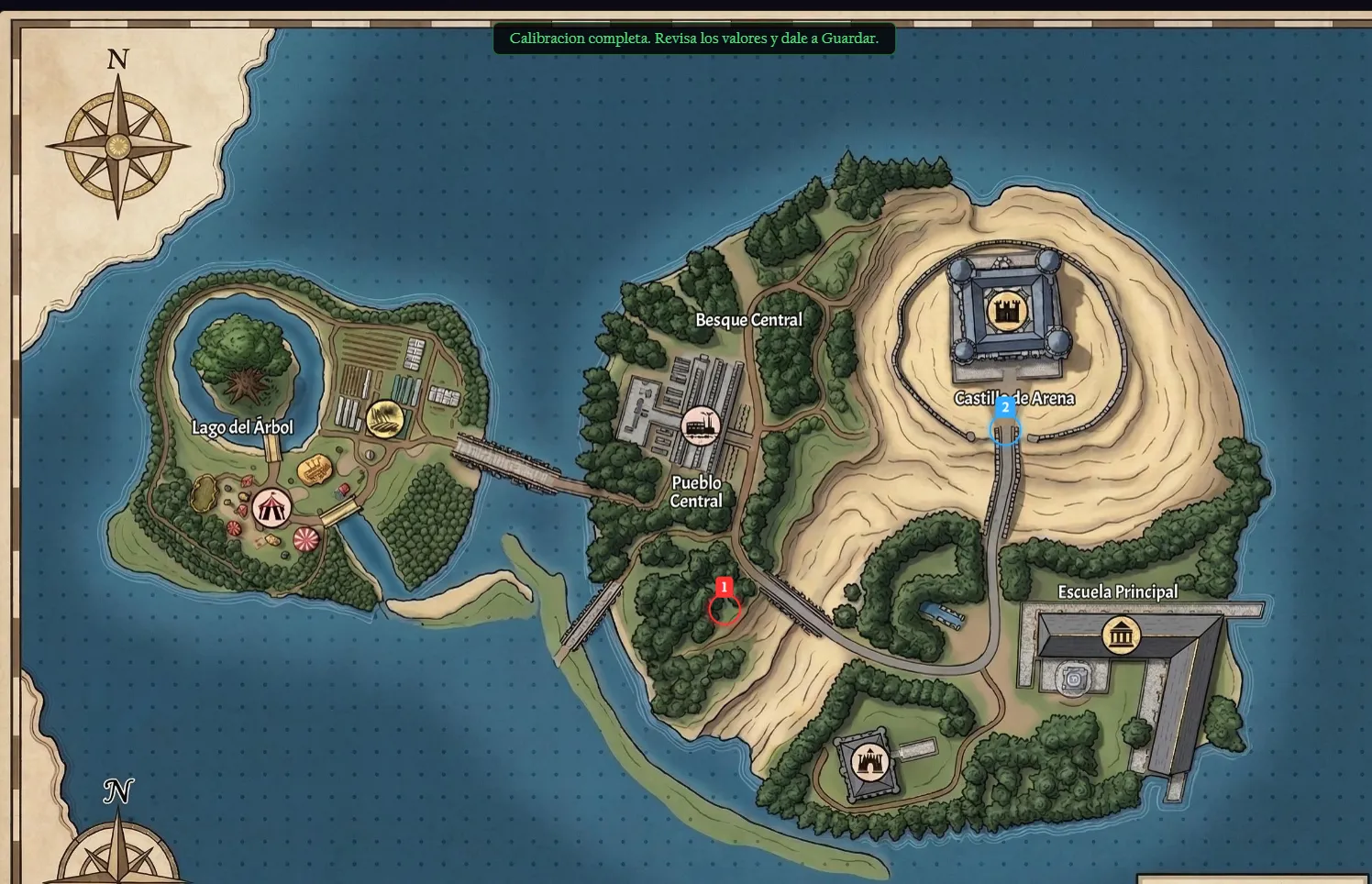 El mapa ilustrado del instituto, calibrado y todo