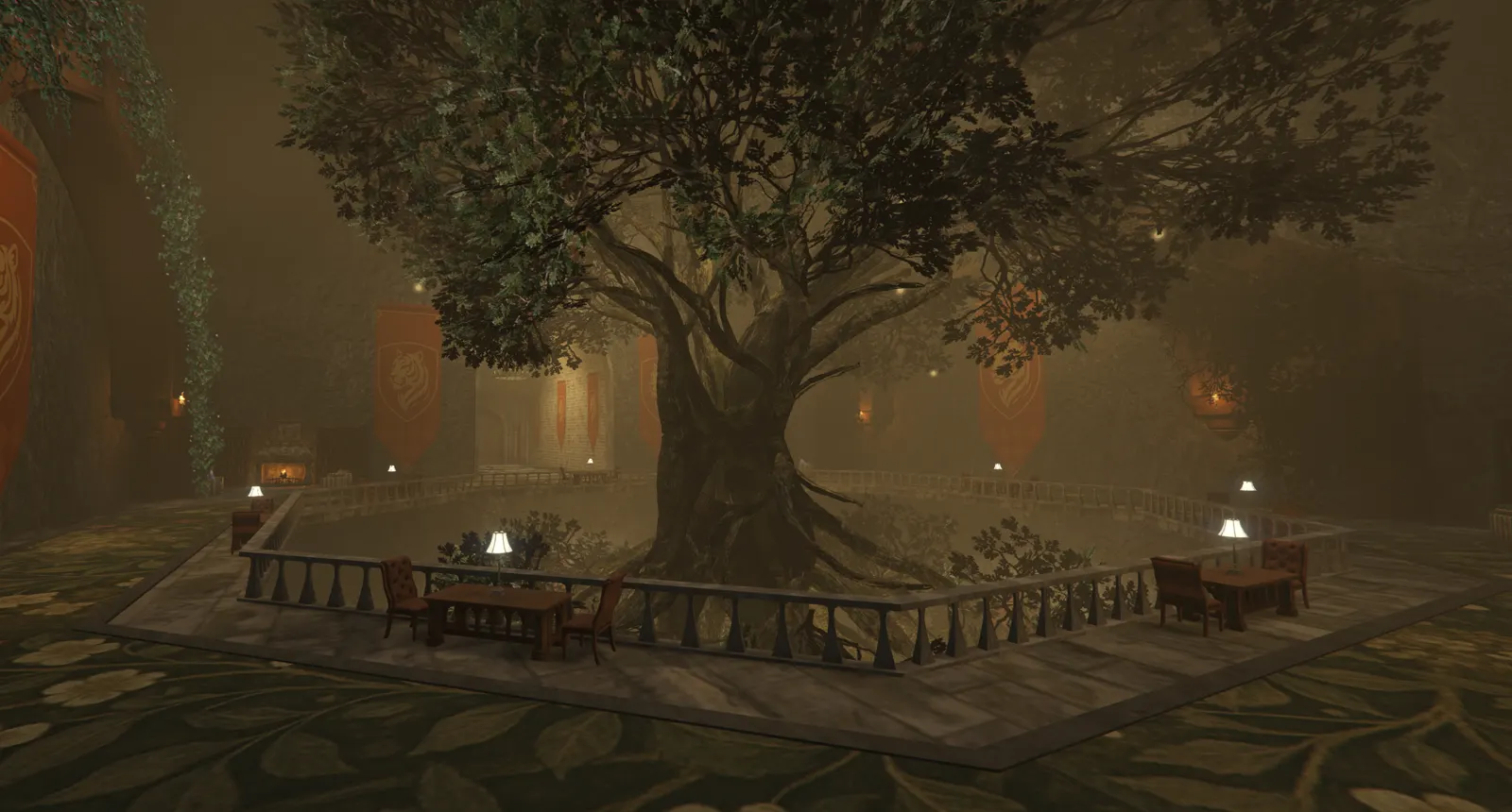 Una sala común con un árbol dentro — así, tal cual